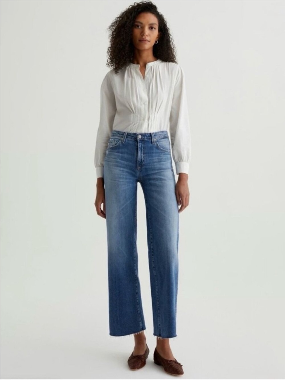 AG Adriano Goldsmith Saige Wide Leg Crop Jeans size 25